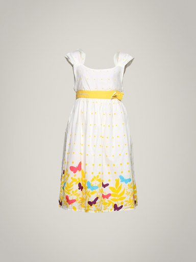 Gini and Jony Girl's Sara White Yellow Polka Dot Kidswear
